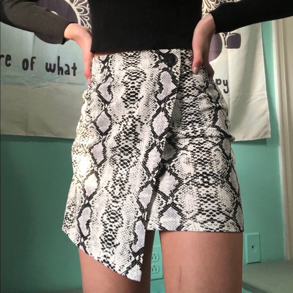 Snakeskin Print Wrap Skirt